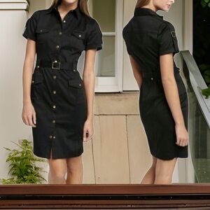 Calvin Klein Black Short Sleeve Safari Dress Size 4